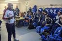 Bangor City manager Pedro Pasculli dishes out instructions prior to the match