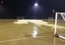 Waterlogging remains an issue at the Millbank astroturf facility in Holyhead. Photo - Tom Scott.