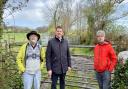 Campaigners keep up the fight for footpath in Llangoed - L-R Gareth Phillips, Rhun ap Iorwerth and Dr Nick Stuart (image: Rhun ap Iorwerth office)