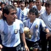 Pedro Pasculli with Diego Maradona at the 1986 World Cup