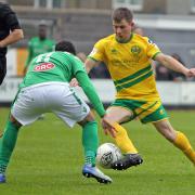 Darren Thomas netted twice for Caernarfon Town at Goytre United