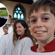 Choristers in the Bangor Cathedral choir. Inset: Aled Jones
