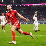 Gareth Bale celebrates his goal against USA on Monday night