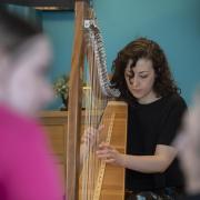 Harpist Gráinne Meyer from Northern Ireland, who played a rendition of traditional melodies in a contemporary style on the Celtic harp.