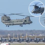 RAF Chinook over RAF Valley in Anglesey.