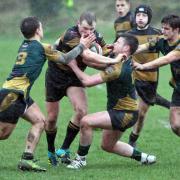 Action from Bethesda's home draw with Nant Conwy (Photo by Richard Birch)