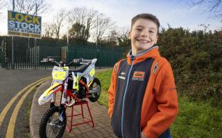 Kyle Jeffcoate, nine, from Holyhead, who is being sponsored by Lock Stock to compete in the Cheshire Motocross Series. Photo: Mandy Jones