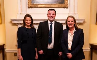 Virginia Crosbie MP with Douggie Fowlie and Lucy Frazer MP in 10 Downing Street
