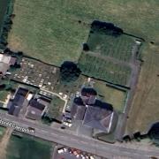 Arial view of the Y Rhyd Cemetery at Cemaes Image Google Maps