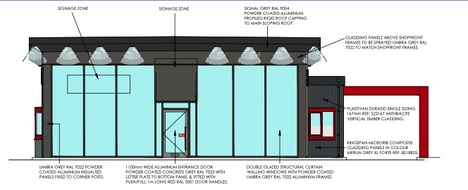 The proposed KFC drive-through on Caernarfon Road, Bangor. Screengrab from planning documents.