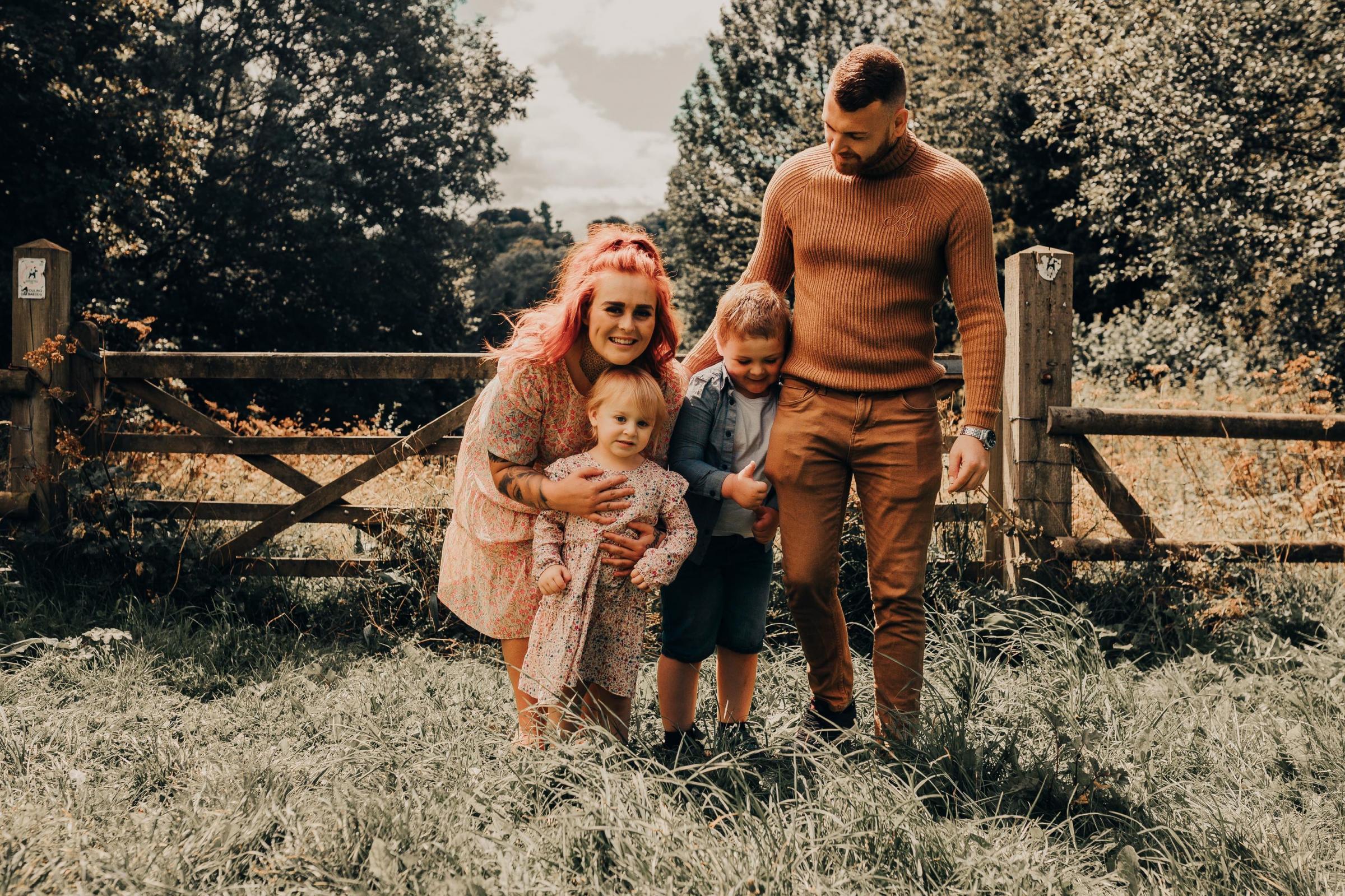 Damien Jones with partner, Amelia, and their children David-Lloyd and Esme-Rose