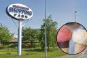 Main image of the Broughton Shopping Park sign / Inset of ice cream.