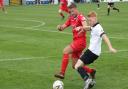 Action from Llangefni Town's defeat at Rhyl (Photo by James Curran)