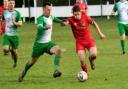 Action from Bodedern Athletic's defeat at Denbigh Town (Photo by Steve Whitfield)