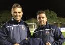 Llangefni Town manager Chris Roberts (right)