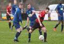 Action from Gaerwen's extra-time loss to Denbigh Town (Photo by Richard Birch)