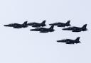 File image of Hawk jets flying over RAF Valley.