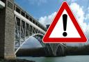 Traffic Wales advance warning of high winds on A5 Britannia Bridge.