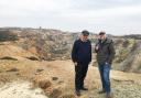 Archaeologist Iestyn Jones with Wil Hughes at Parys Mountain