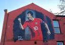 The mural of Gary Speed which is now located in Holyhead.