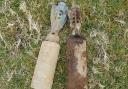 These unexploded mortar rounds were found near Llanegryn, Tywyn.
