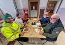 Some of the residents enjoying a tasty meal at the Canolfan Y Fron