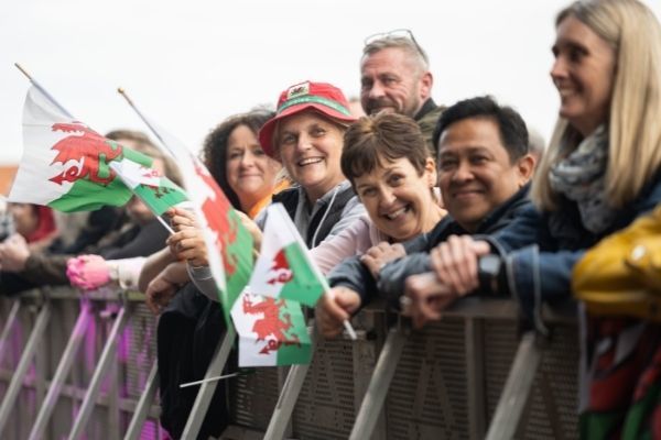 Crowds with their Welsh flags. Picture: Denbighshire Leisure Ltd