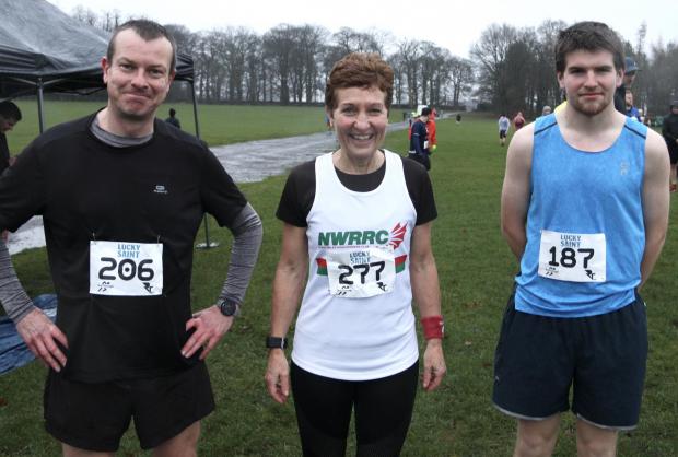 North Wales Chronicle: Iwan Evans, Kay Hatton and Harry Driscoll at the Tatton Park 10k. Photo: John Hatton