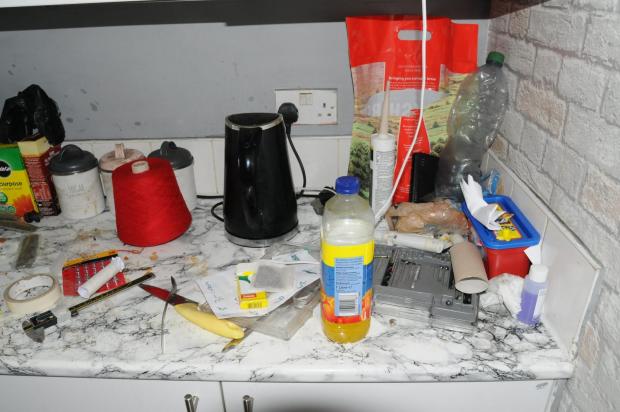 North Wales Chronicle: Counter Terrorism Policing North East handout photo of the kitchen at Hill Top Walk, Keighley, used by members of a “fascist” terror cell who have been found guilty of a range of offences.