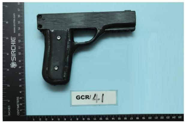 North Wales Chronicle: Undated Counter Terrorism Policing North East handout photo of a 3D printed firearm, made by members of a “fascist” terror cell who have been found guilty of a range of offences. 