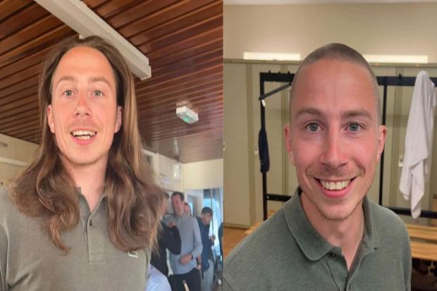 Richard Roberts before and after the shave. Photos: Douglas Fowlie