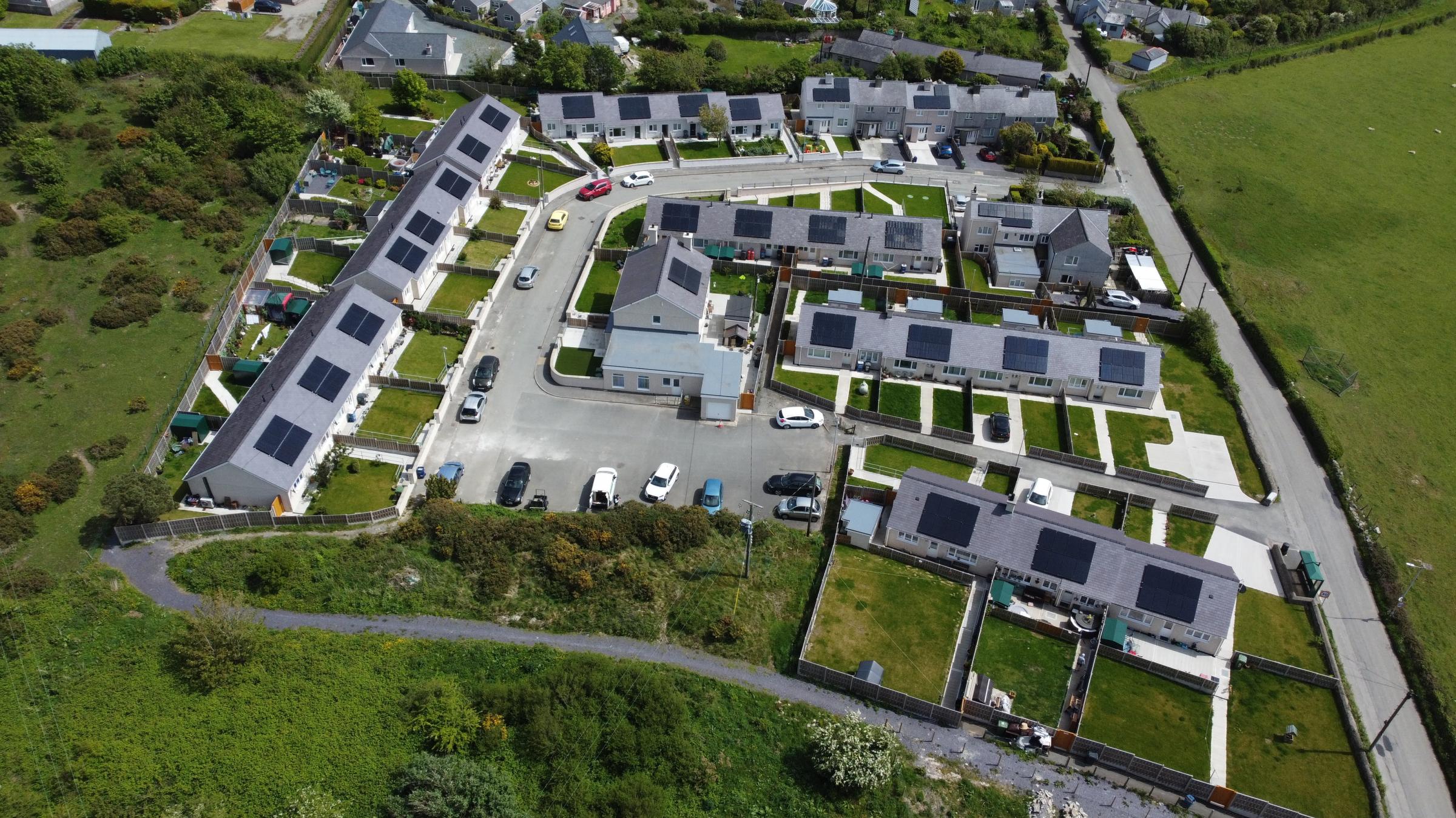 Llanddona council house improvements at Cae Gwyn (Drone image courtesy of Anglesey County Council)