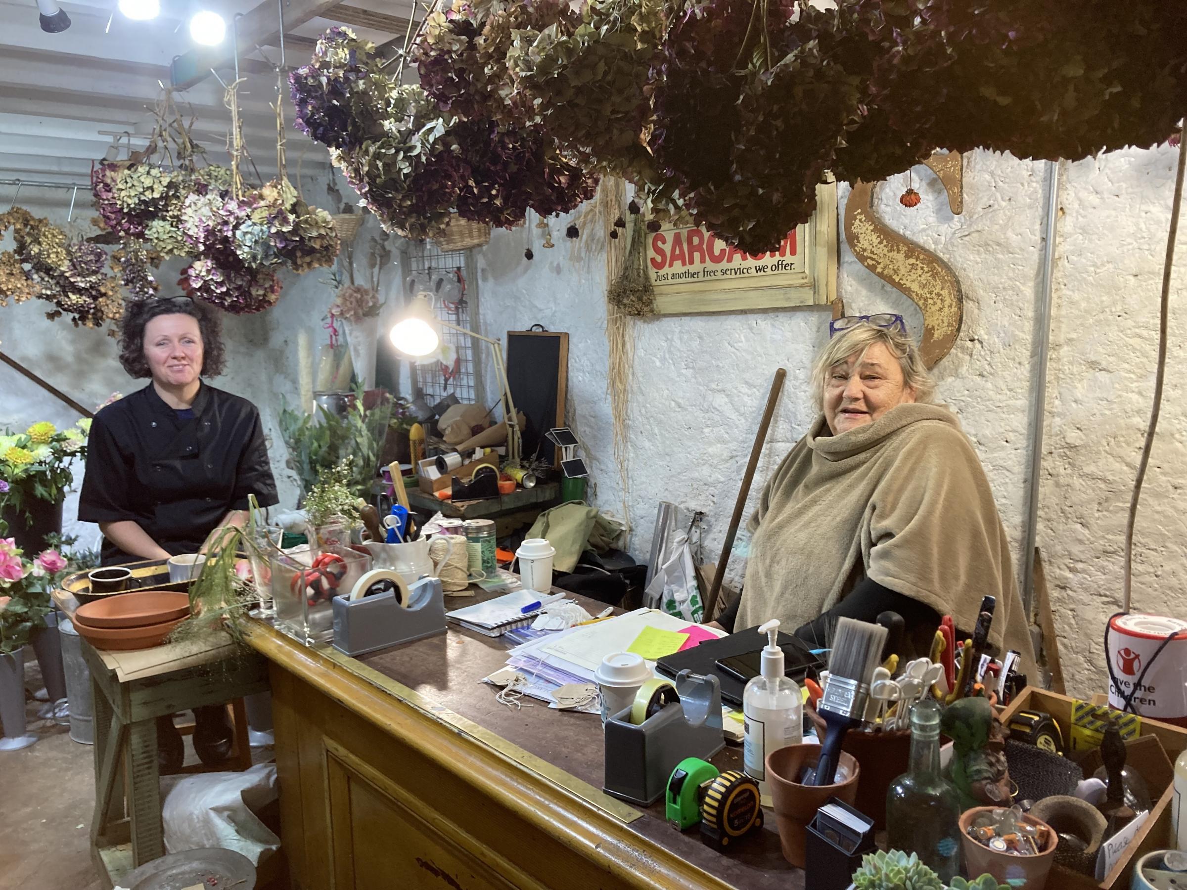 Jane Walsh of Plus 39 cafe and restaurant and vintage and gardening shop Hawthorn Yard\s Sue Vincent say \come and support Menai Bridge businesses\ Picture Dale Spridgeon