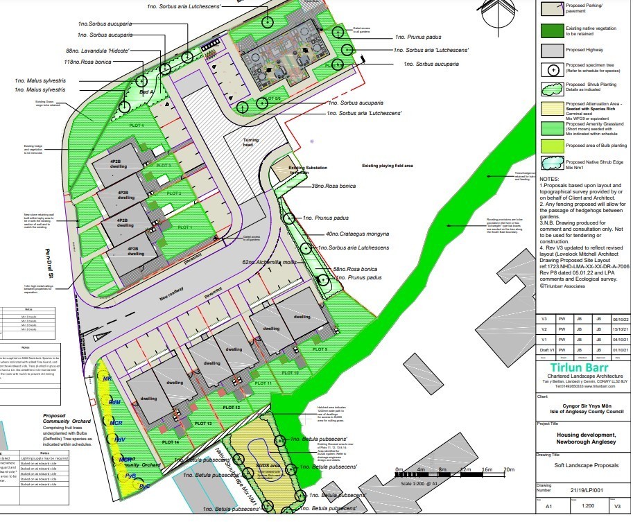 Newborough School site where plans for the construction of 14 dwellings have been approved. Image Anglesey County Council Planning Documents