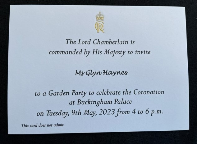 The invitation to the Buckingham Palace garden party (Image G Haynes)
