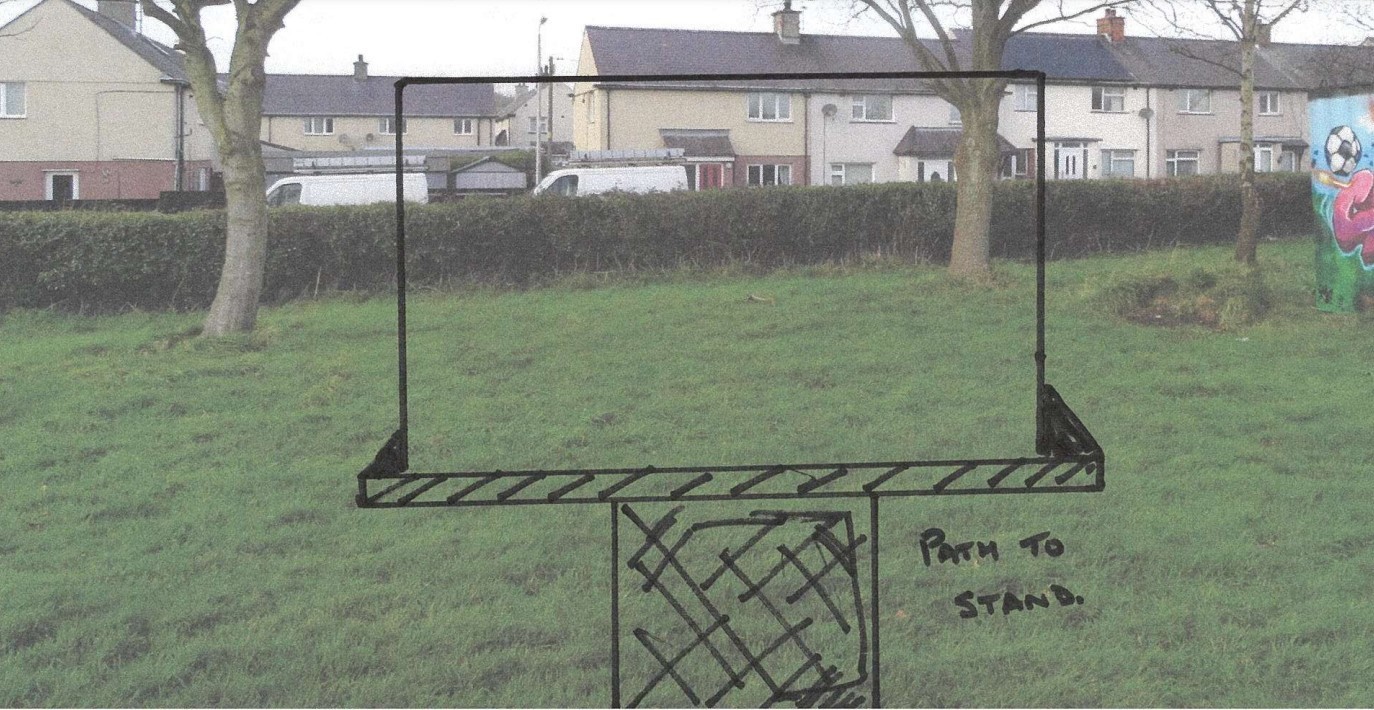 The proposed location of the covered seating according to the plans (Anglesey County Council Planning Documents)