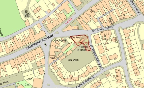 Location of the house development planned on the site of a former mortuary in Tywyn (Cyngor Gwynedd Plans)