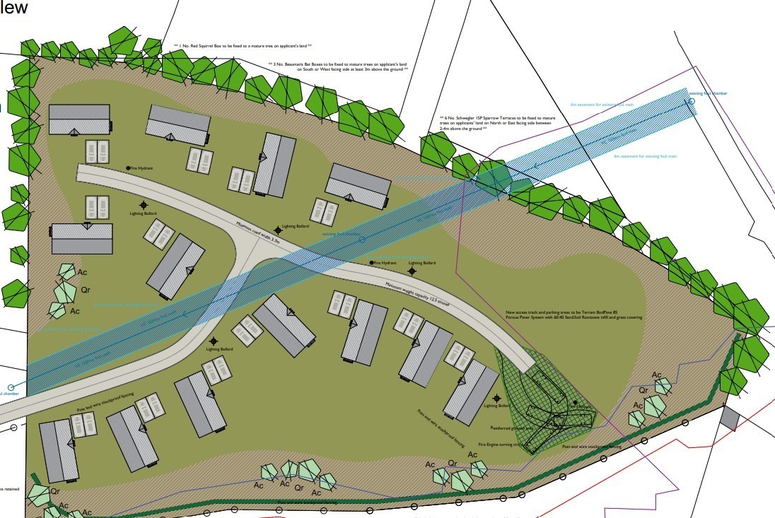 Holiday chalet plan at Dwyran (Anglesey County Council Planning Documents Image)