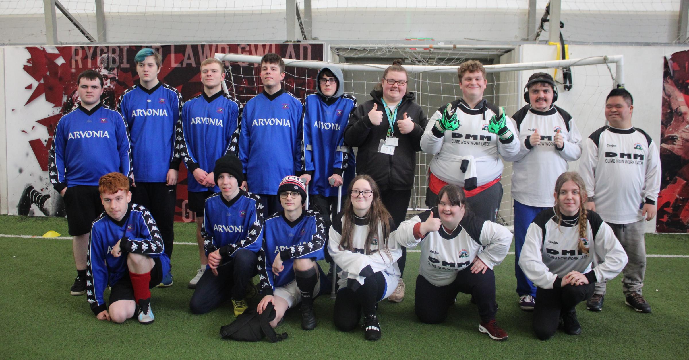 Coleg Meirion-Dwyfor and Coleg Glynllifon students at the Ability Counts Football Tournament at The Barn in Parc Eirias, Colwyn Bay.
