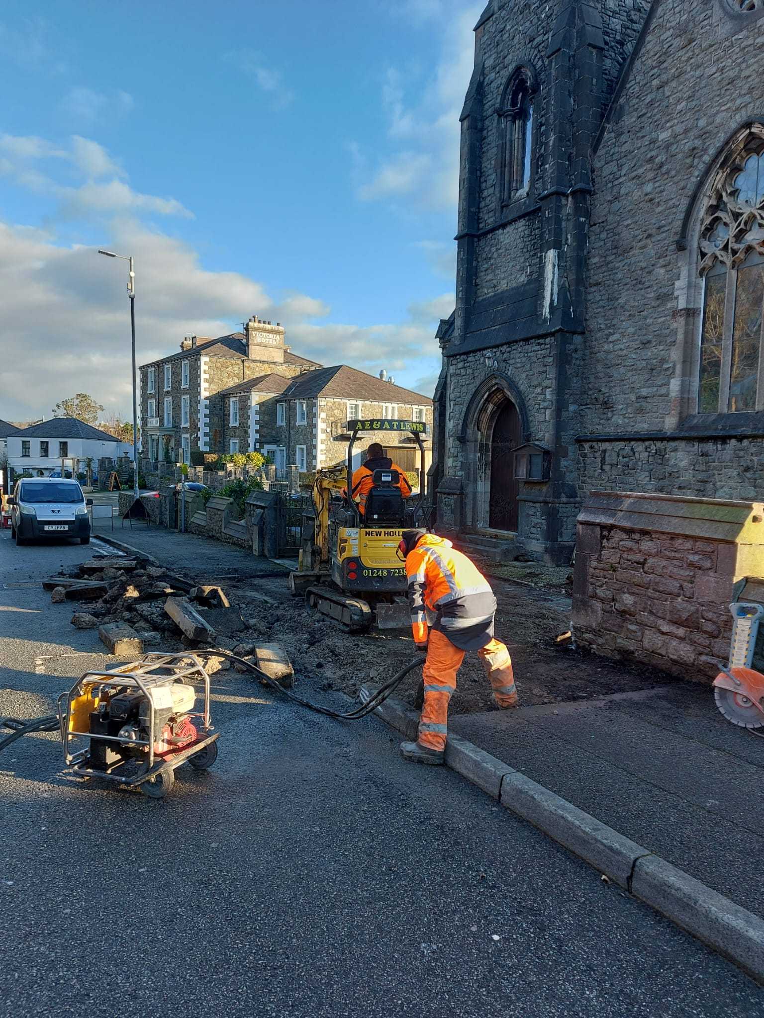 English Presbyterian Church, Menai Bridge - work to the entrance will soon be completed (Image C Allison and H Williams)