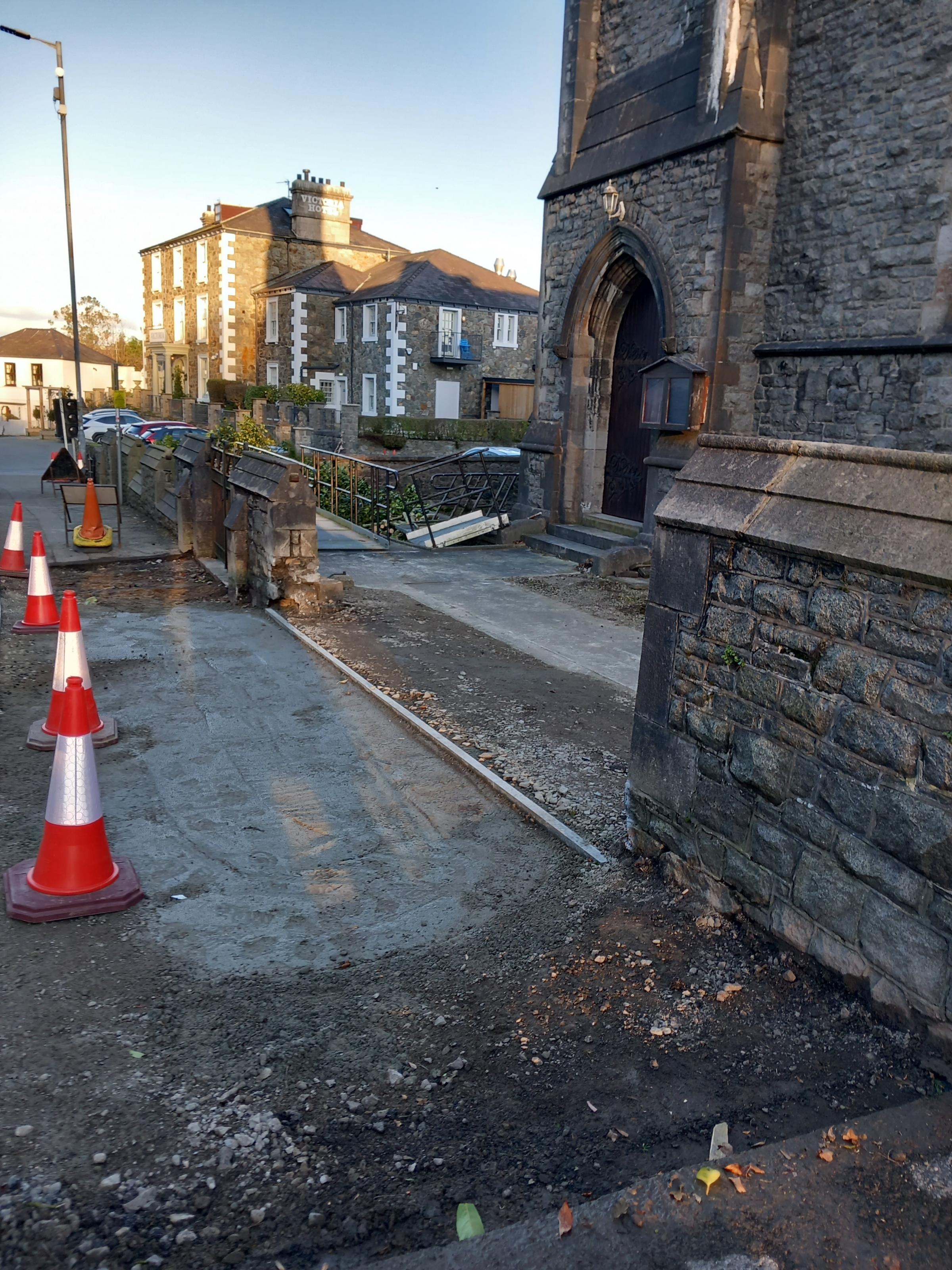 Work on entrance at English Presbyterian Church, Menai Bridge will soon be completed development of home and holiday let (Image Dale Spridgeon)
