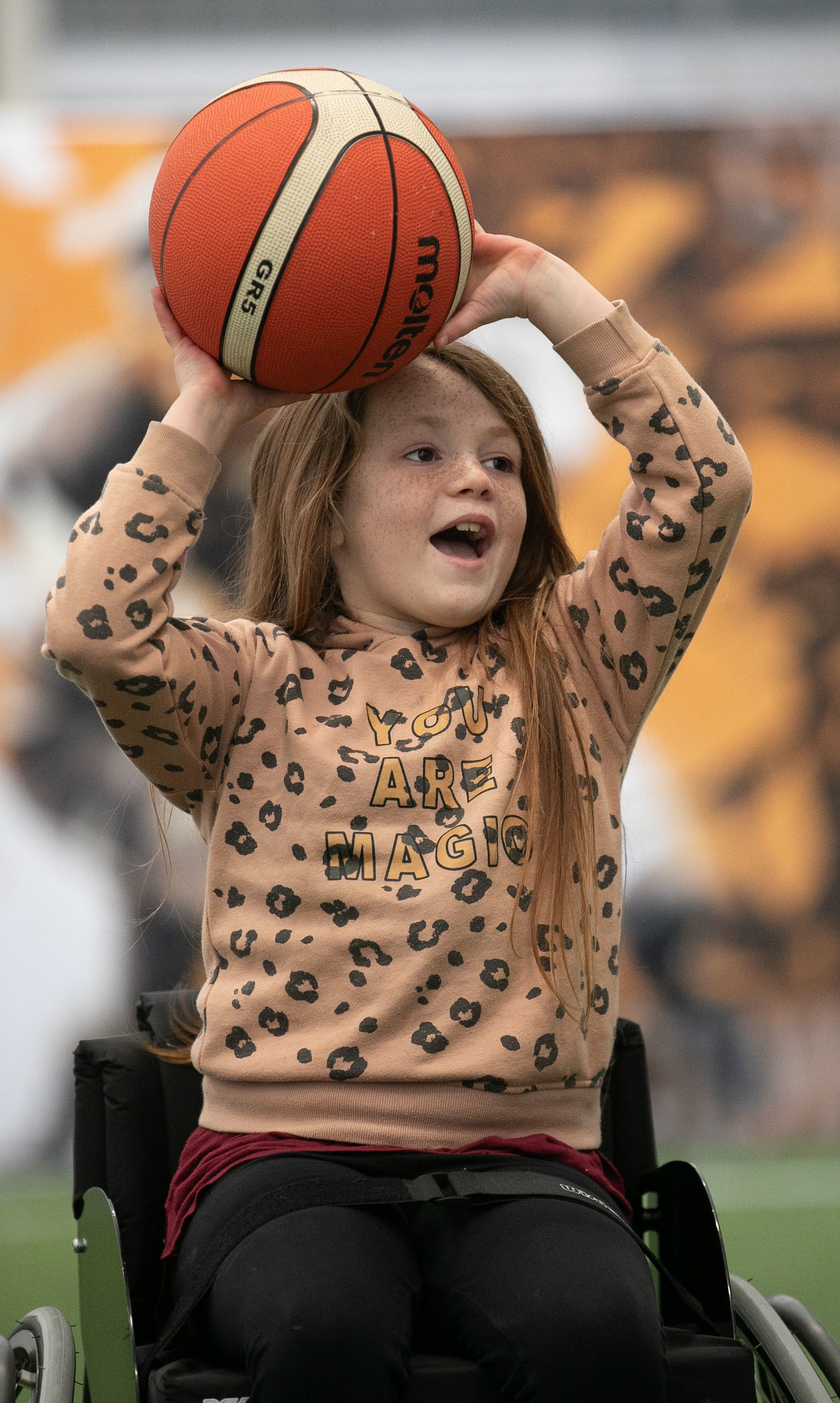 Cartrefi Conwy Sport for Kids event at Eirias Park before the RGC 1404 v Ebbw Vale rugby match Trying wheelchair basketball - Lola Fishwick