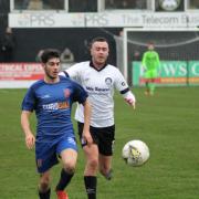Action from Bangor City's win at Rhyl (Photo by James Curran)