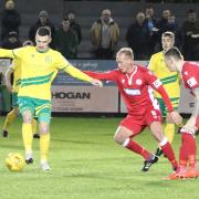 Action from Bala Town's 2-1 win at Caernarfon Town