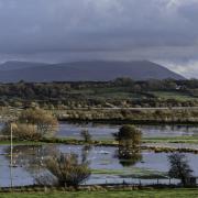 Flooded farmland across Cors Malltraeth. Image credit - Dawn Hughes.