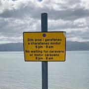 One of the 'no over night stay' signs at Penmon