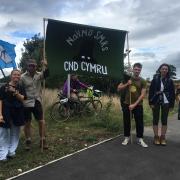 Young anti-nuclear campaigners who presented their case to Gwynedd and Anglesey councils and Bangor University during march which finsihes with a rally at Wylfa, on Saturday, September 10.