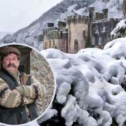 Kiosk Cledwyn and Gwrych Castle in the snow. Picture: ITV / Gwrych Castle