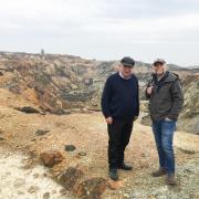 Archaeologist Iestyn Jones with Wil Hughes at Parys Mountain