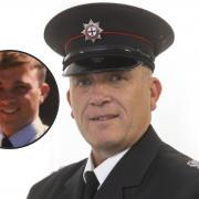 Paul ‘JP’ Morris has retired. He served as watch manager at Holyhead Fire Station. Inset - JP in his younger days.
